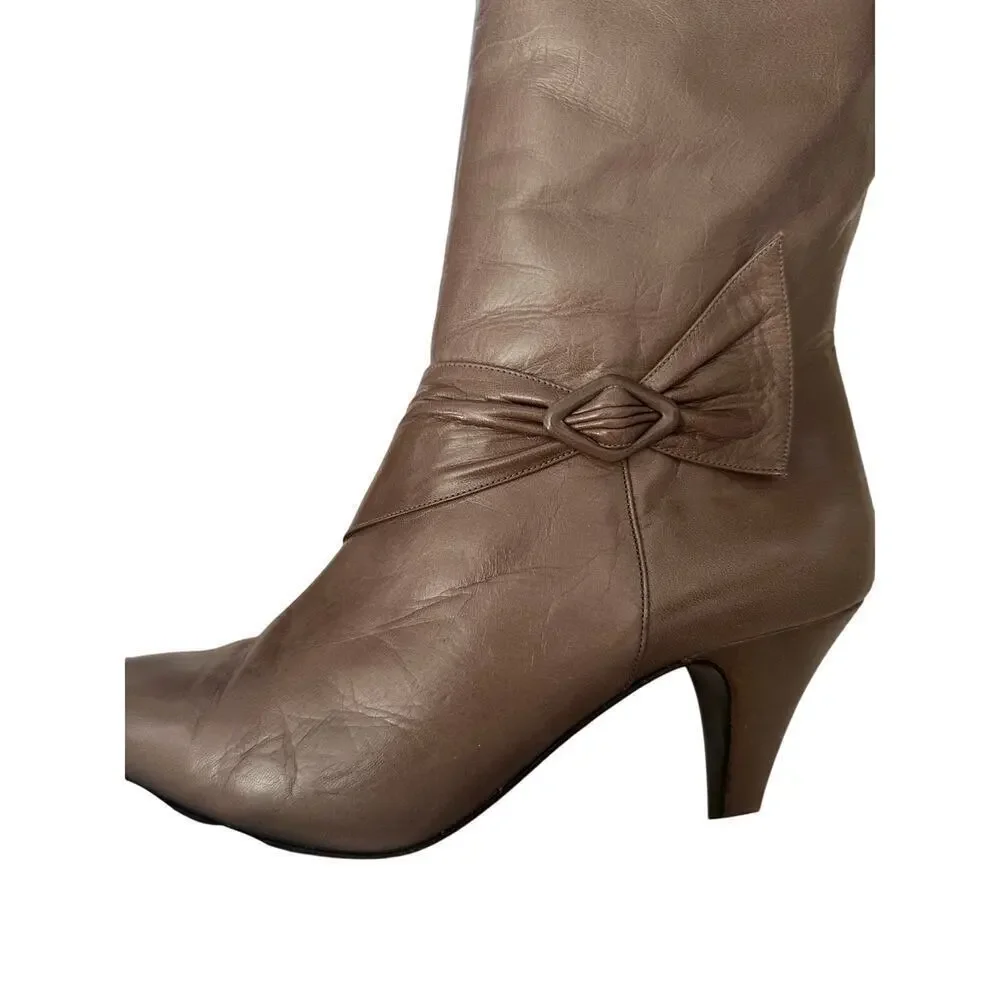 Vintage BRUNO MAGLI Women's Brown Leather Side Zipper Heel Boots Size 7.5